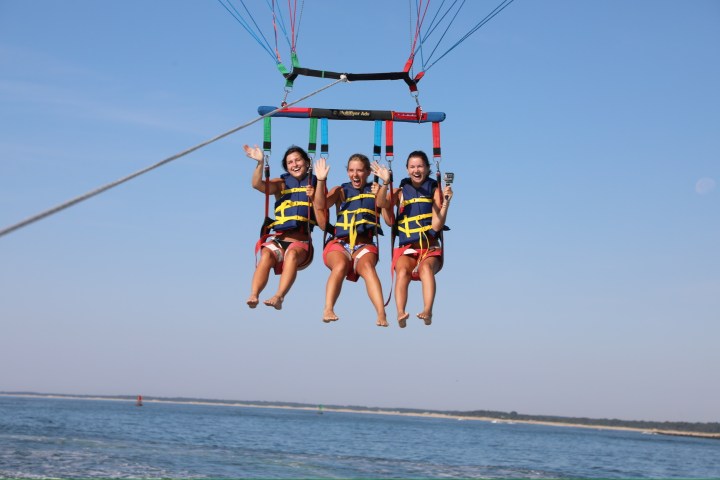 a person jumping into the water