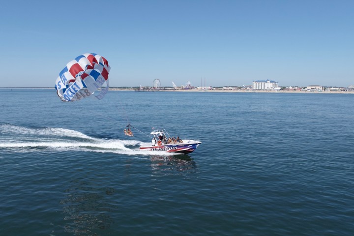 a small boat in a large body of water