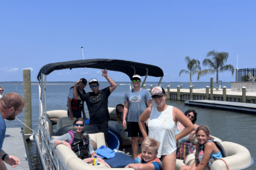 a group of people on a boat