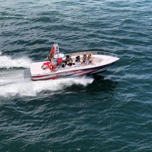 a small boat in a body of water