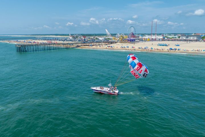 a small boat in a large body of water