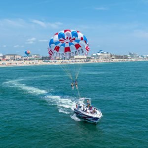 a small boat in a large body of water