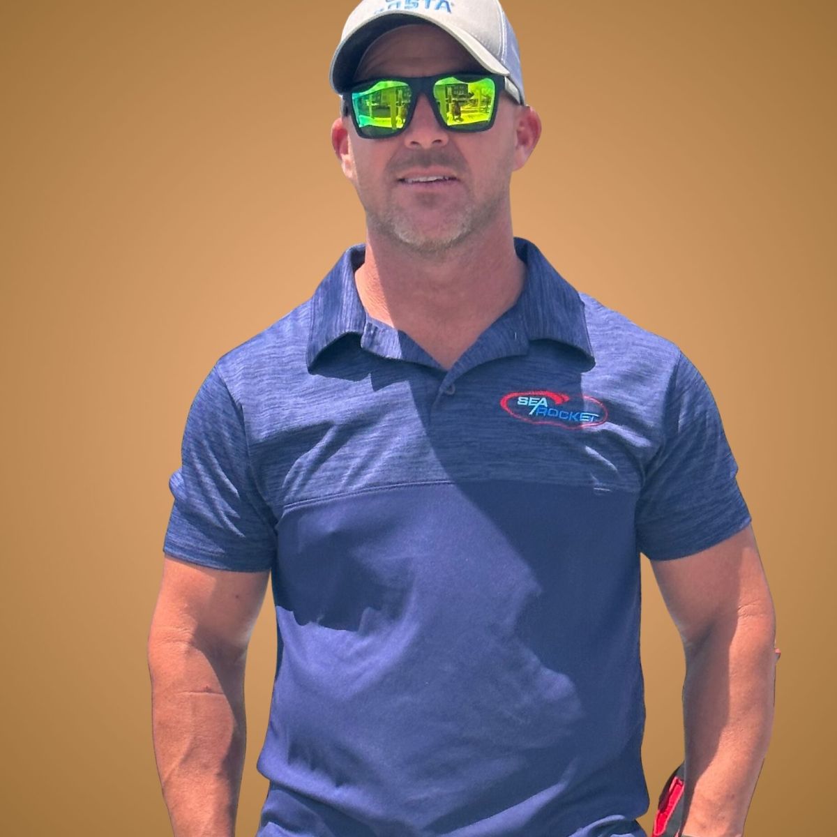 a man wearing a blue hat