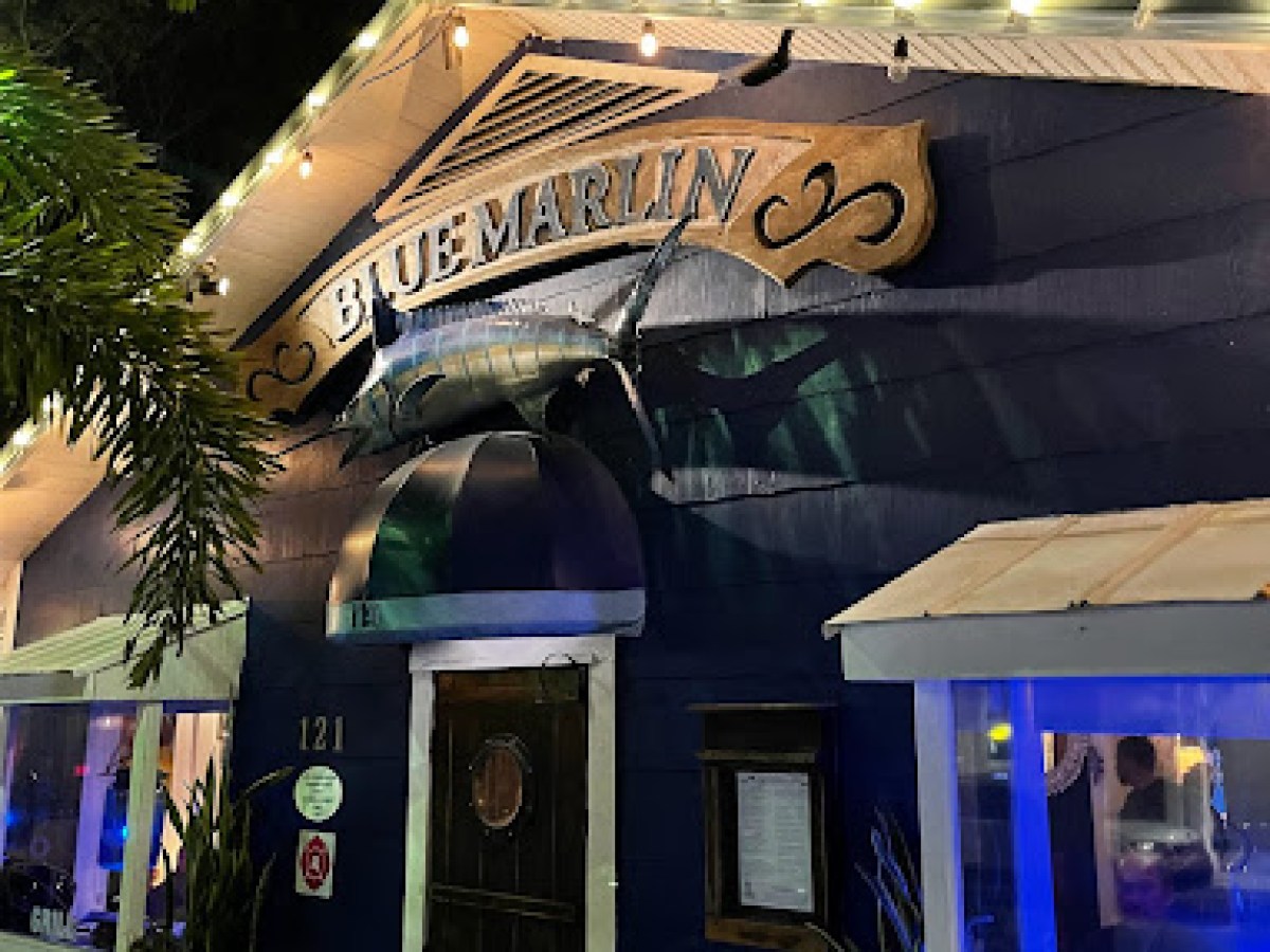 a store front at night