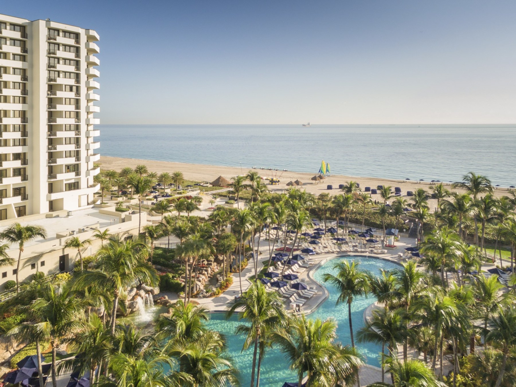 a large body of water with a city in the background