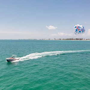 a small boat in a body of water