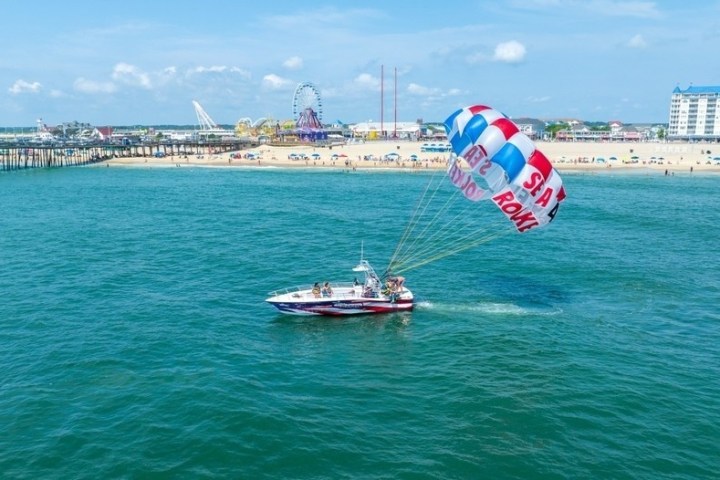 a small boat in a large body of water