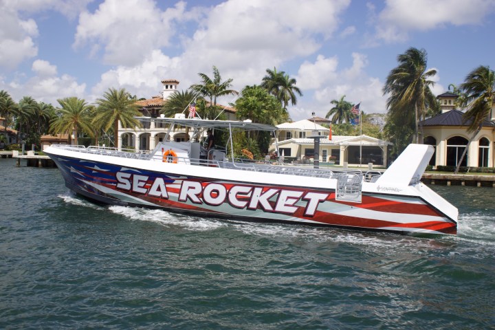 a small boat in a large body of water