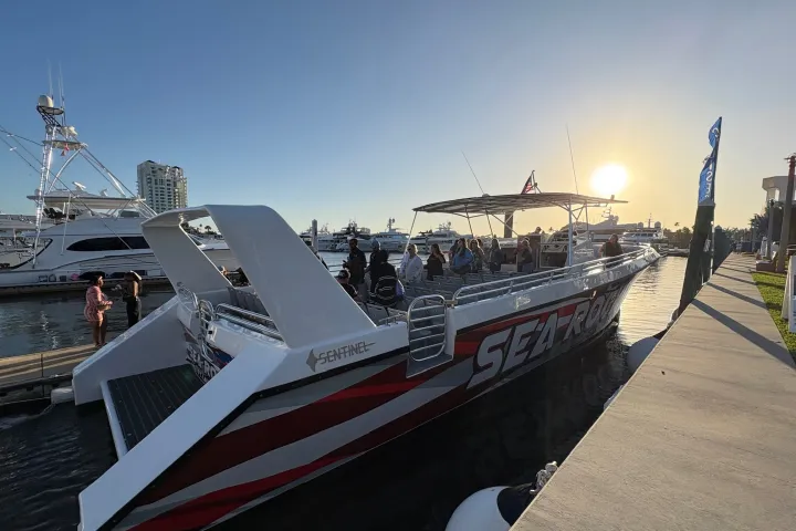 a large ship in the background