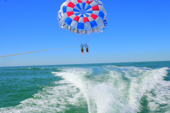 a parachute in the water