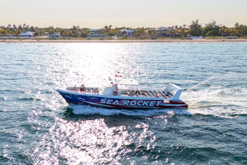 Sea Rocket in the ocean going along the coast in Fort Lauderdale, FL