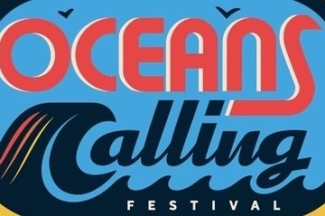 Logo with 'Ocean's Calling Festival' in colorful stylized text.