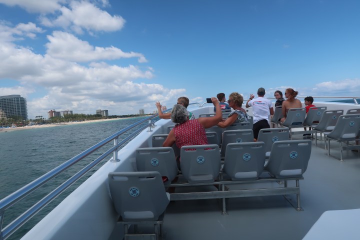 Family onboard Sea Rocket air show cruise in Fort Lauderdale