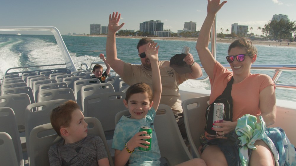 Family enjoying an ocean speed boat tour in Fort Lauderdale
