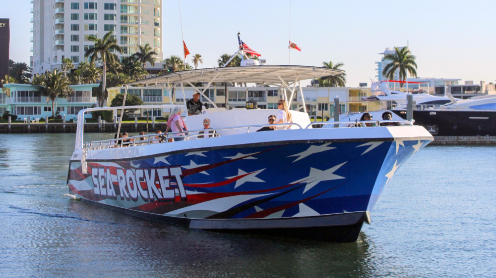 Sea Rocket speed boat leaving the marina